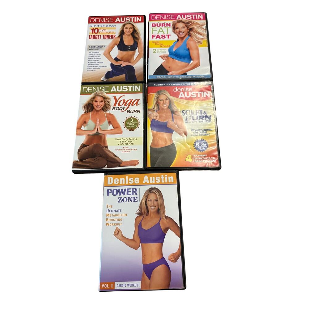 Denise Austin Workout DVD Lot of 5 Yoga Burn Sculpt Burn Power Zone Fitness